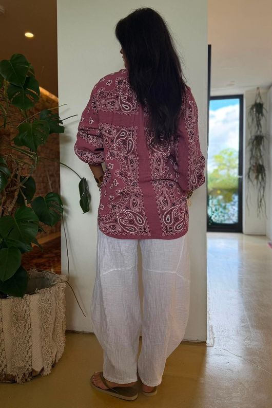 Ole Bubble Cotton Bandana Laurie Blouse Indian Pink